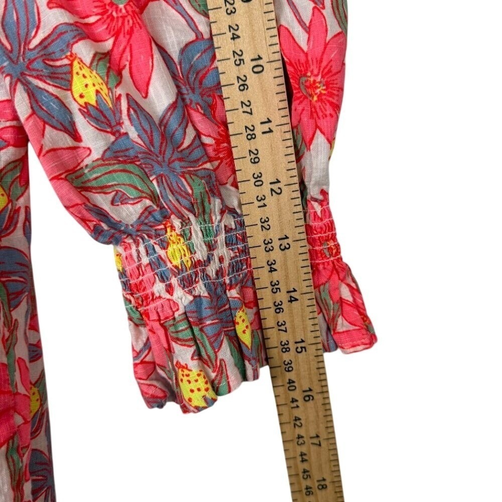 Vineyard Vines Shirt Womens Small Pink Floral‎ Lightweight Off the Shoulder - Picture 9 of 10